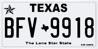 TX license plate BFV9918
