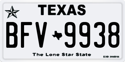 TX license plate BFV9938