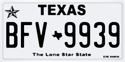 TX license plate BFV9939