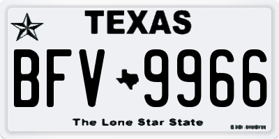 TX license plate BFV9966