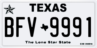 TX license plate BFV9991