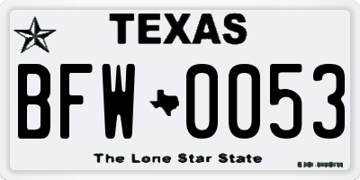 TX license plate BFW0053