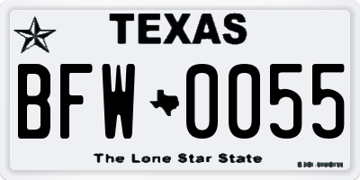 TX license plate BFW0055