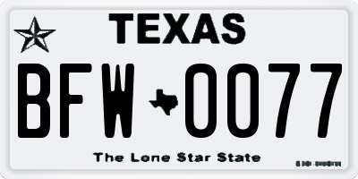 TX license plate BFW0077