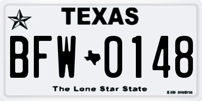 TX license plate BFW0148