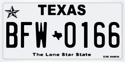 TX license plate BFW0166