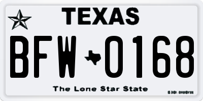 TX license plate BFW0168