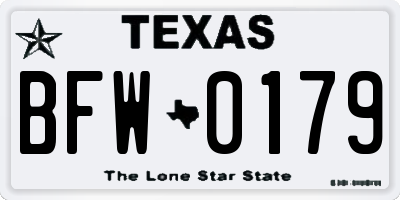 TX license plate BFW0179