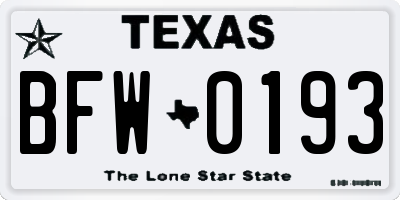 TX license plate BFW0193