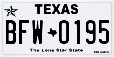 TX license plate BFW0195