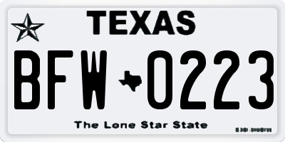 TX license plate BFW0223