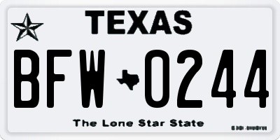 TX license plate BFW0244