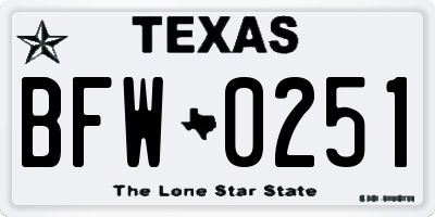TX license plate BFW0251