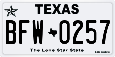 TX license plate BFW0257
