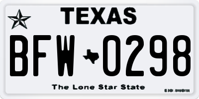 TX license plate BFW0298