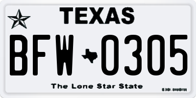 TX license plate BFW0305
