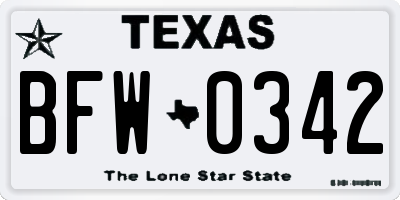 TX license plate BFW0342