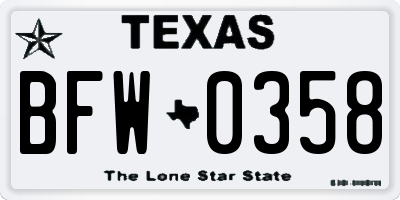 TX license plate BFW0358