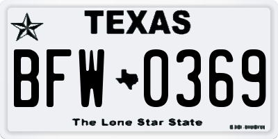 TX license plate BFW0369