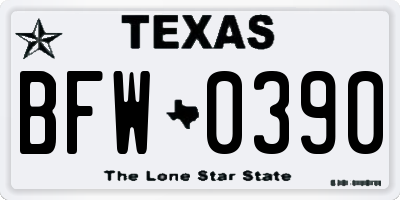 TX license plate BFW0390