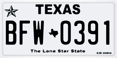 TX license plate BFW0391