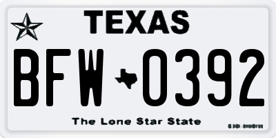 TX license plate BFW0392