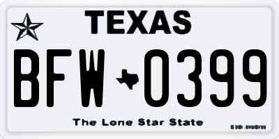 TX license plate BFW0399