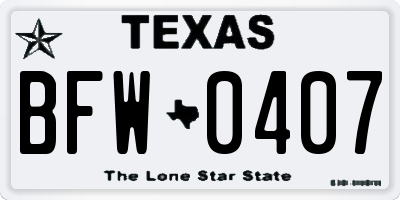TX license plate BFW0407