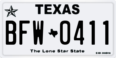 TX license plate BFW0411