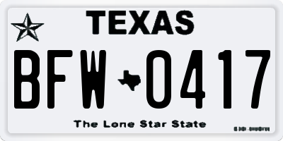 TX license plate BFW0417