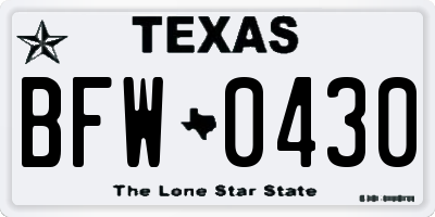 TX license plate BFW0430
