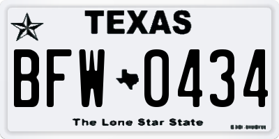 TX license plate BFW0434