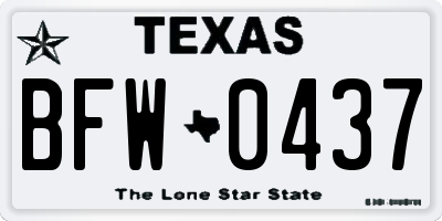 TX license plate BFW0437