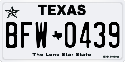 TX license plate BFW0439