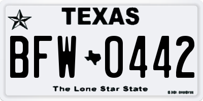 TX license plate BFW0442
