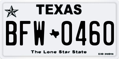 TX license plate BFW0460