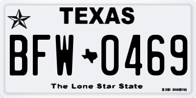 TX license plate BFW0469