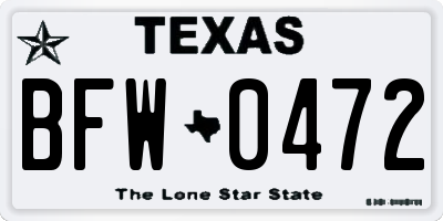 TX license plate BFW0472