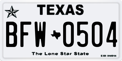 TX license plate BFW0504