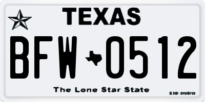 TX license plate BFW0512
