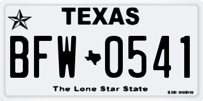 TX license plate BFW0541