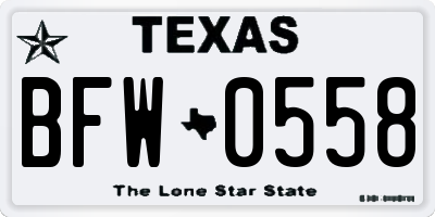 TX license plate BFW0558