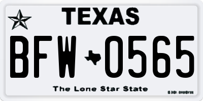 TX license plate BFW0565