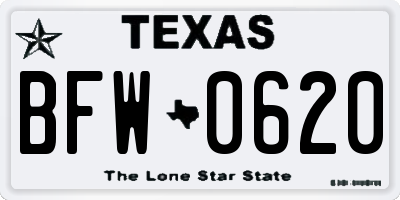 TX license plate BFW0620