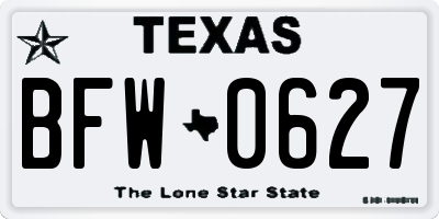 TX license plate BFW0627