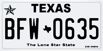 TX license plate BFW0635