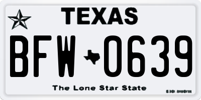 TX license plate BFW0639