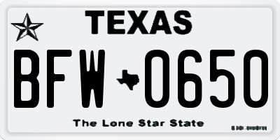 TX license plate BFW0650