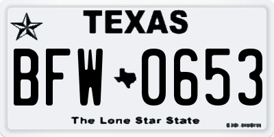 TX license plate BFW0653