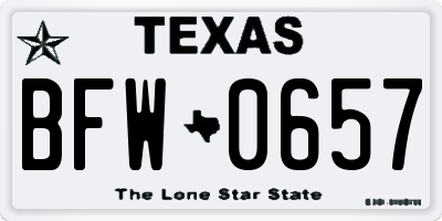 TX license plate BFW0657